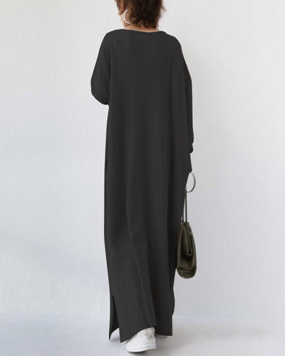 Bonita - Vestido Longo de Manga Longa com Decote em V na Moda
