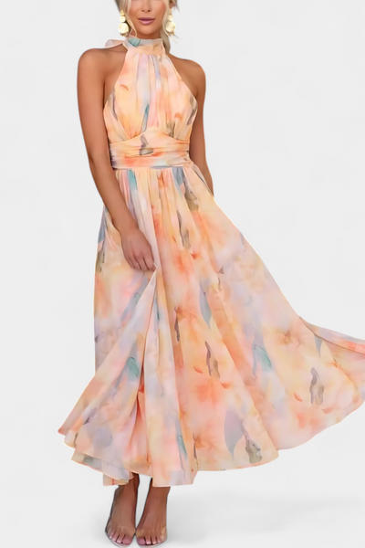 Alaia – Vestido com estampa aquarela e gola halter