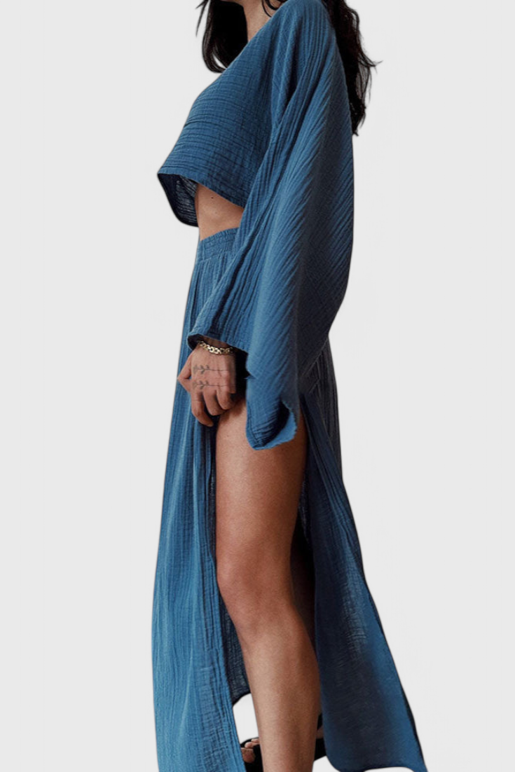 Martha – Conjunto de duas peças com saia de fenda alta