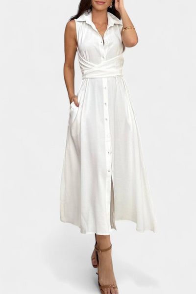 Meryl – Vestido chemise com botões e laço ajustável