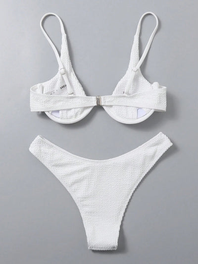 Swim Summer Beach Solid Underwire Bikini Set
