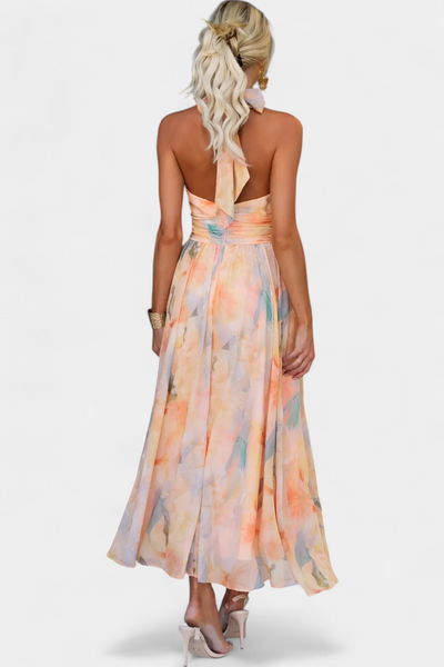 Alaia – Vestido com estampa aquarela e gola halter