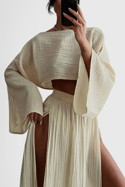 Martha – Conjunto de duas peças com saia de fenda alta