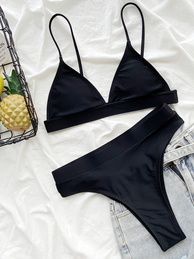 Swim Summer Beach Solid High Waisted Bikini