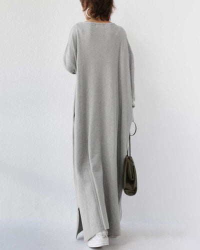 Bonita - Vestido Longo de Manga Longa com Decote em V na Moda