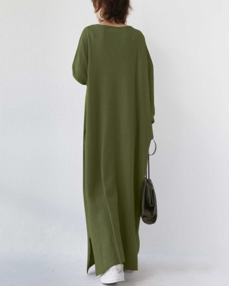 Bonita - Vestido Longo de Manga Longa com Decote em V na Moda