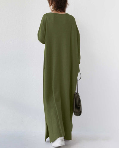 Bonita - Vestido Longo de Manga Longa com Decote em V na Moda