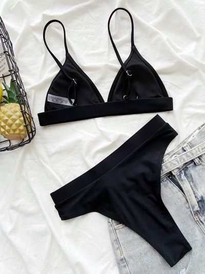 Swim Summer Beach Solid High Waisted Bikini