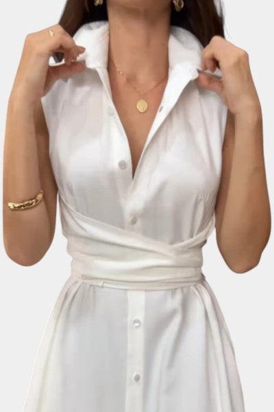 Meryl – Vestido chemise com botões e laço ajustável