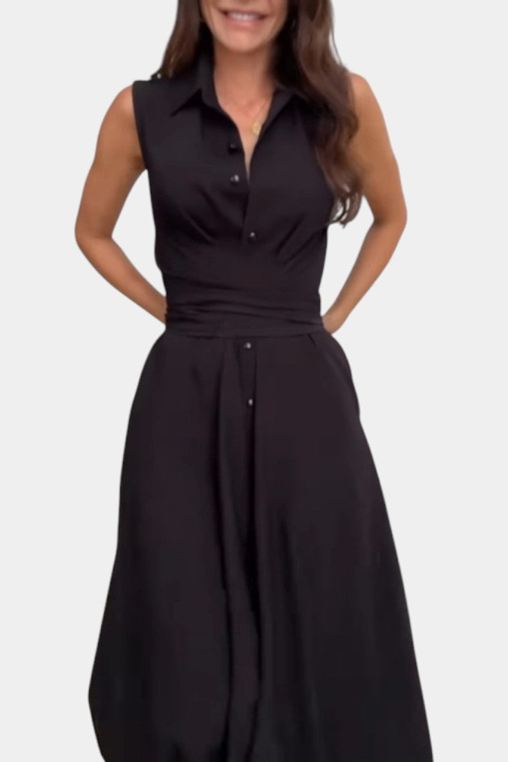 Meryl – Vestido chemise com botões e laço ajustável
