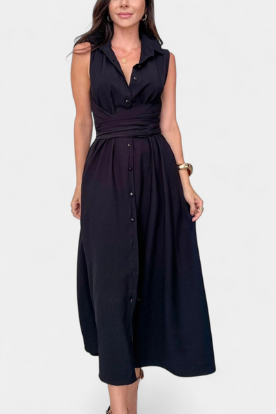 Meryl – Vestido chemise com botões e laço ajustável
