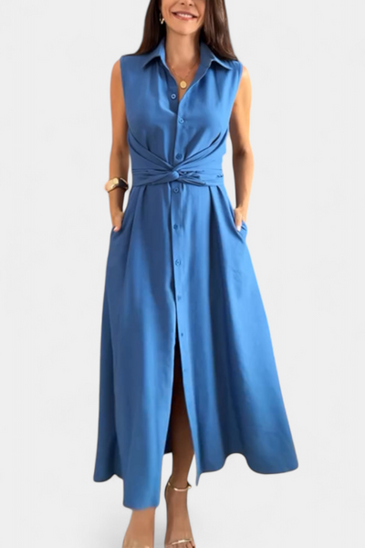 Meryl – Vestido chemise com botões e laço ajustável