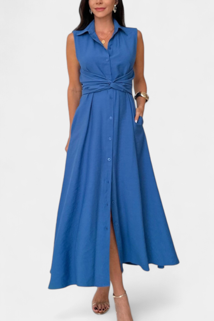 Meryl – Vestido chemise com botões e laço ajustável