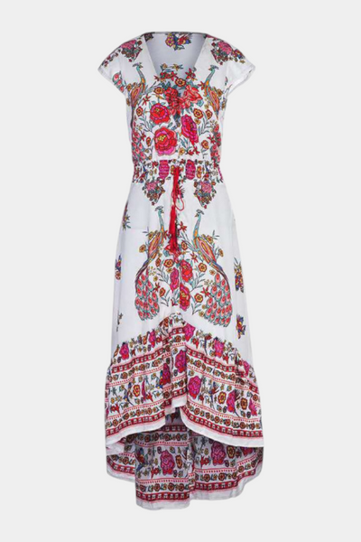 Chiara vestido floral boho chic com cintura ajustável