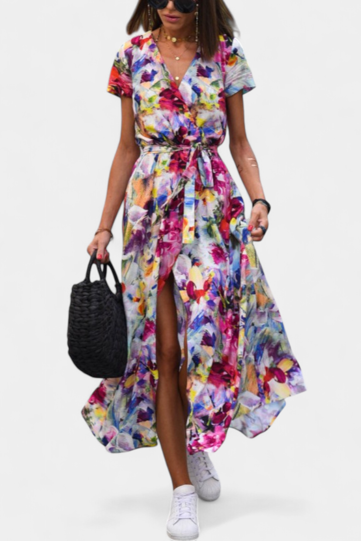 Lilith – Vestido transpassado de verão com estampa elegante