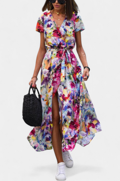 Lilith – Vestido transpassado de verão com estampa elegante