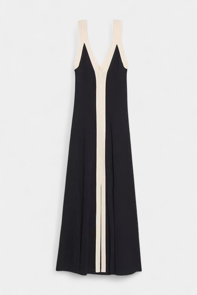 Brielle – Vestido sem mangas com decote em V e botões contrastantes