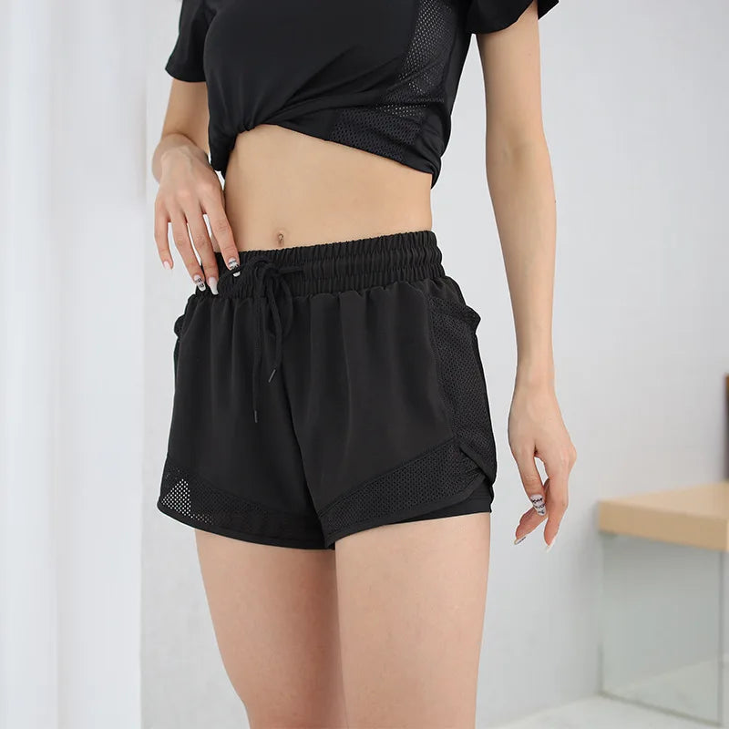 BravioBrasil | Shorts Feminino Yoga com Cós Ajustável e Bolsos em Tela