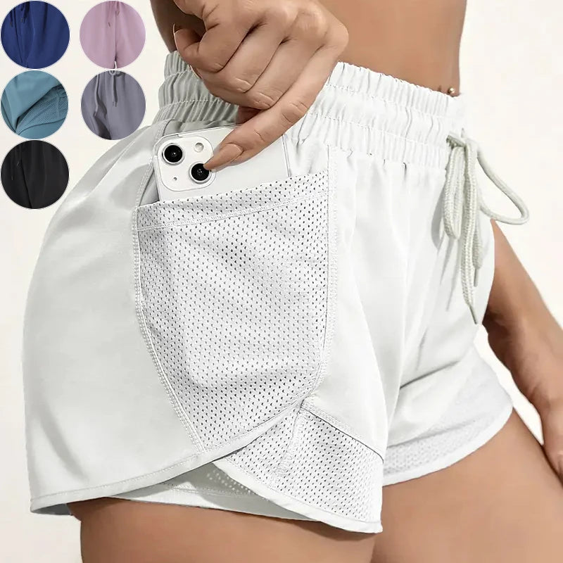 BravioBrasil | Shorts Feminino Yoga com Cós Ajustável e Bolsos em Tela