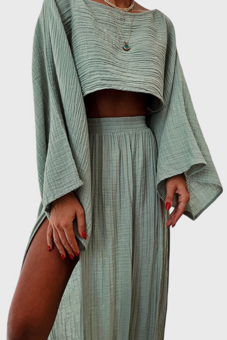 Martha – Conjunto de duas peças com saia de fenda alta