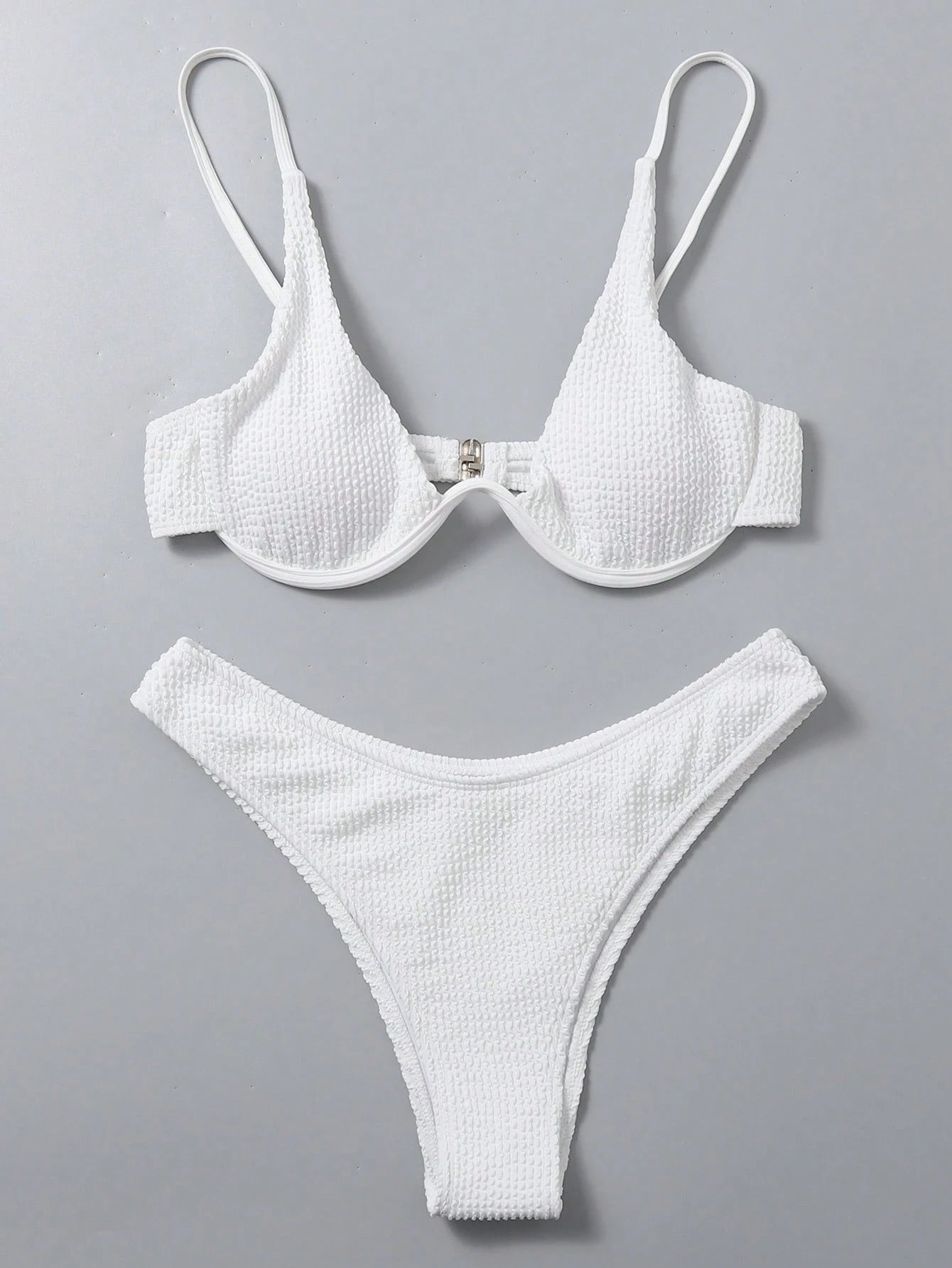 Swim Summer Beach Solid Underwire Bikini Set