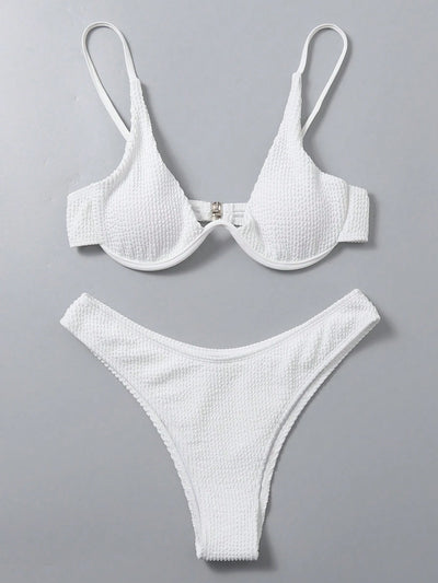 Swim Summer Beach Solid Underwire Bikini Set