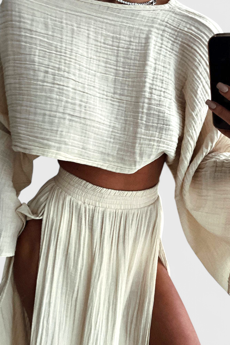 Martha – Conjunto de duas peças com saia de fenda alta