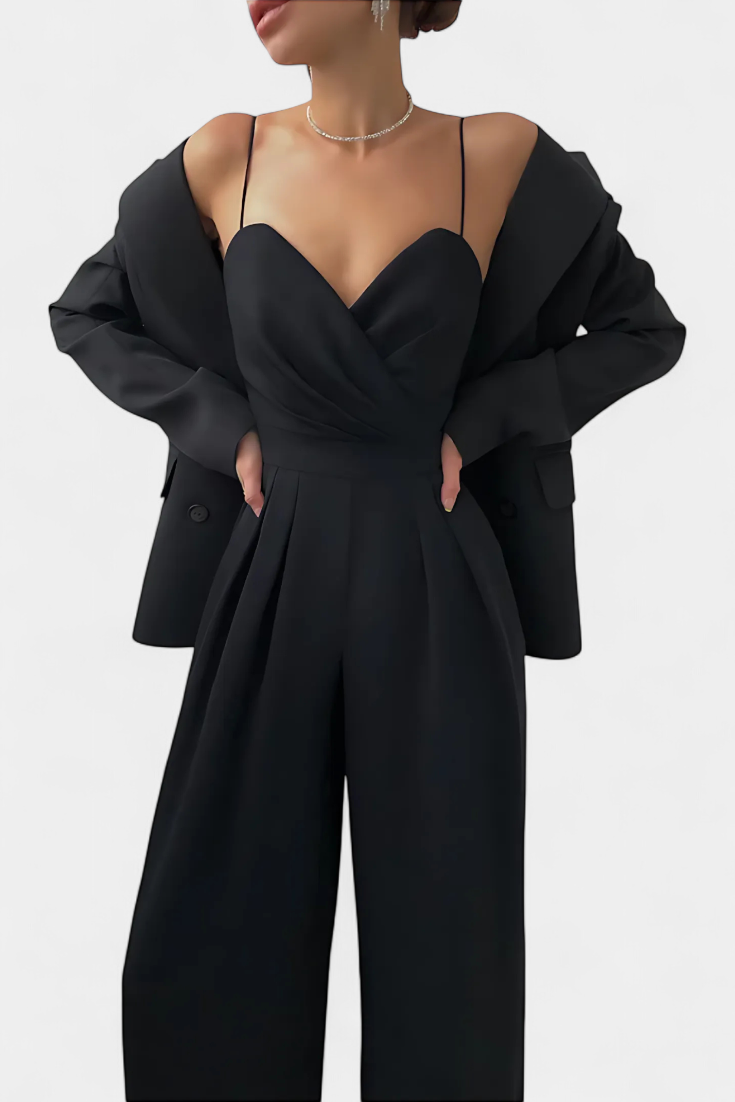 Romily – Macacão sexy com alças e perna larga elegante