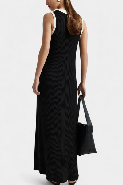 Brielle – Vestido sem mangas com decote em V e botões contrastantes
