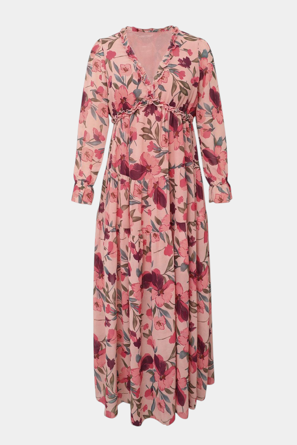 Keti – Vestido maxi floral com manga longa