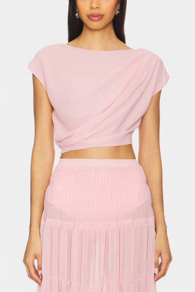 Nalia – Saia longa de chiffon com cintura elástica e camadas