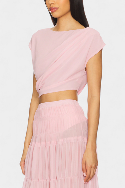 Nalia – Saia longa de chiffon com cintura elástica e camadas