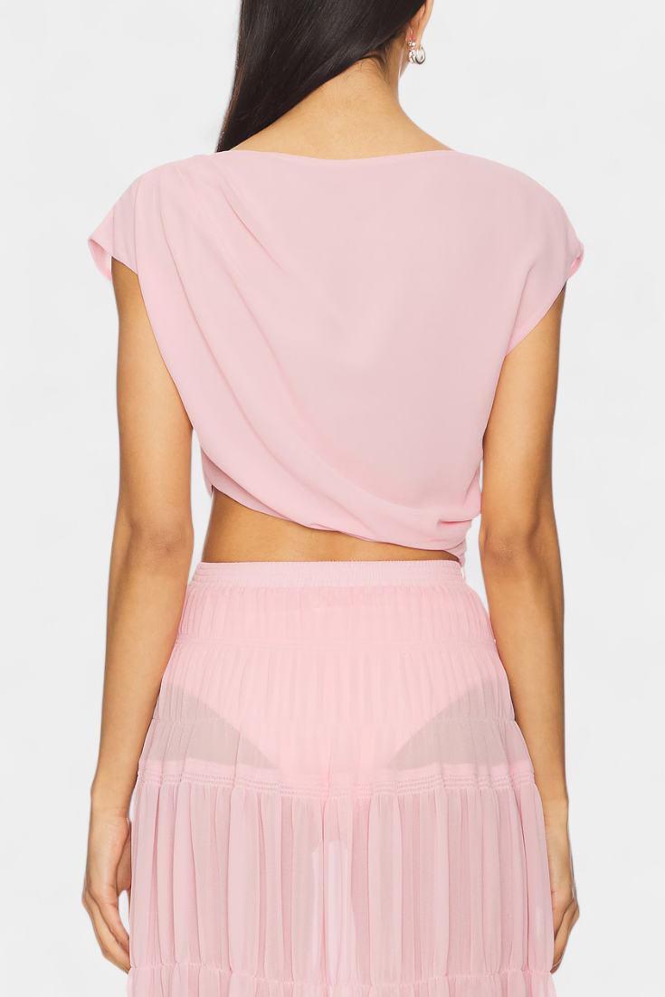 Nalia – Saia longa de chiffon com cintura elástica e camadas