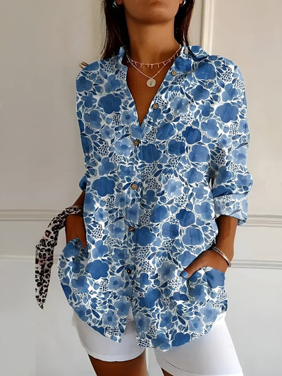 Brenda – Blusa Casual com Flores e Ondas