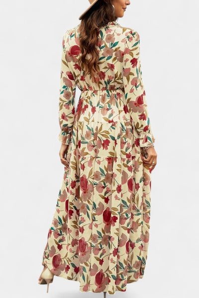 Keti – Vestido maxi floral com manga longa